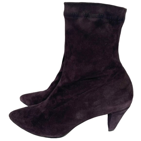 Robert Clergerie Paris Purple Plum Suede Ankle Boots Pull On Stretch Size 10 - Picture 4 of 8